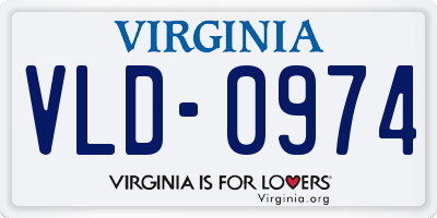 VA license plate VLD0974