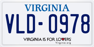 VA license plate VLD0978