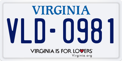 VA license plate VLD0981
