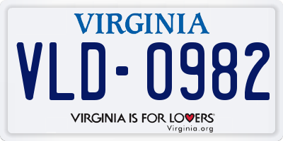 VA license plate VLD0982