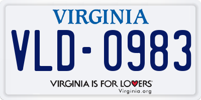 VA license plate VLD0983