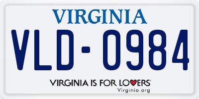 VA license plate VLD0984