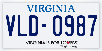 VA license plate VLD0987