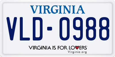 VA license plate VLD0988