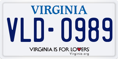VA license plate VLD0989