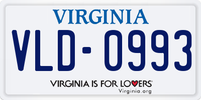 VA license plate VLD0993