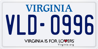 VA license plate VLD0996