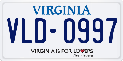 VA license plate VLD0997
