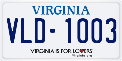 VA license plate VLD1003
