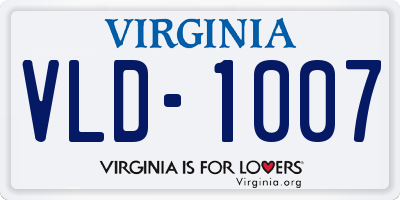 VA license plate VLD1007