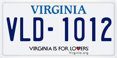 VA license plate VLD1012