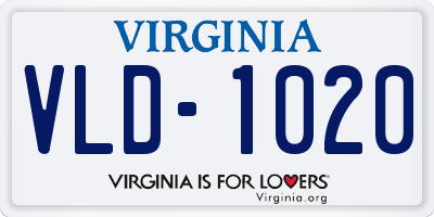 VA license plate VLD1020
