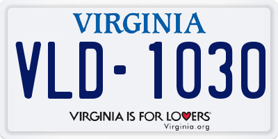 VA license plate VLD1030