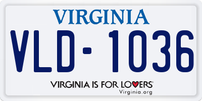 VA license plate VLD1036