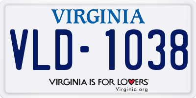 VA license plate VLD1038