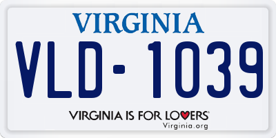 VA license plate VLD1039