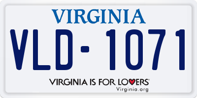 VA license plate VLD1071