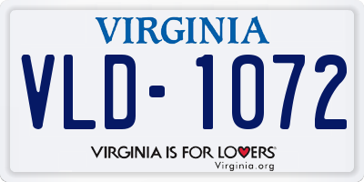 VA license plate VLD1072