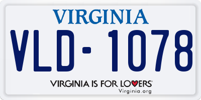 VA license plate VLD1078