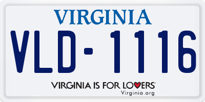 VA license plate VLD1116