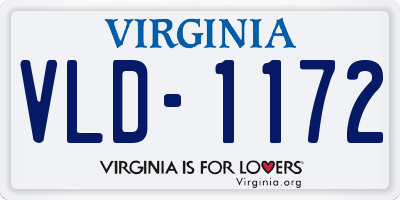 VA license plate VLD1172
