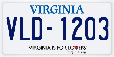 VA license plate VLD1203