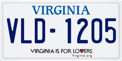 VA license plate VLD1205