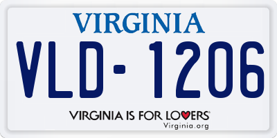 VA license plate VLD1206