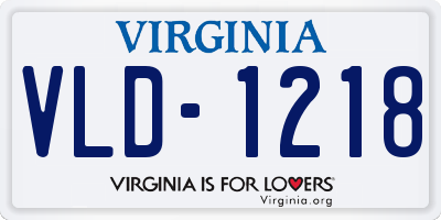VA license plate VLD1218
