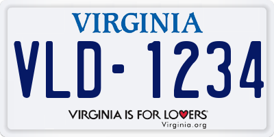 VA license plate VLD1234