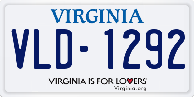 VA license plate VLD1292