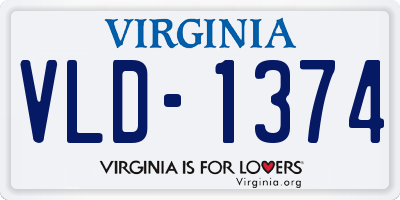 VA license plate VLD1374