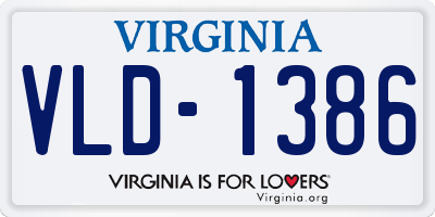 VA license plate VLD1386