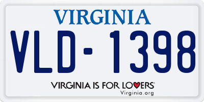 VA license plate VLD1398