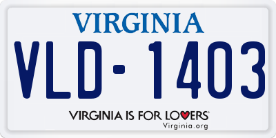 VA license plate VLD1403