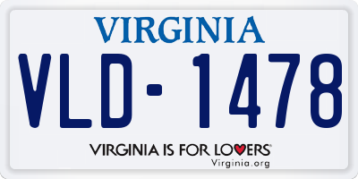 VA license plate VLD1478