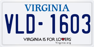 VA license plate VLD1603