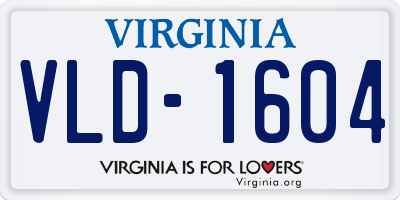 VA license plate VLD1604