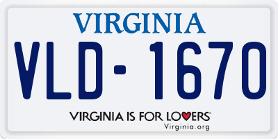 VA license plate VLD1670