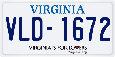 VA license plate VLD1672