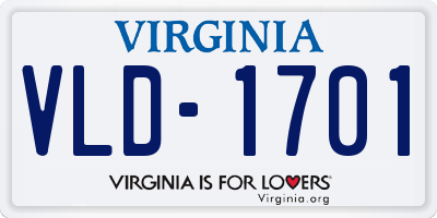 VA license plate VLD1701