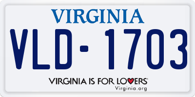 VA license plate VLD1703