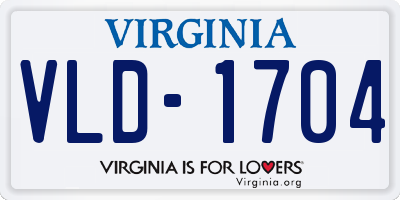 VA license plate VLD1704