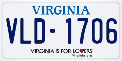 VA license plate VLD1706