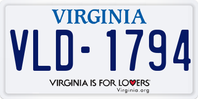 VA license plate VLD1794