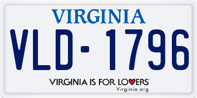 VA license plate VLD1796