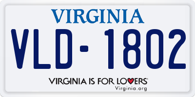 VA license plate VLD1802