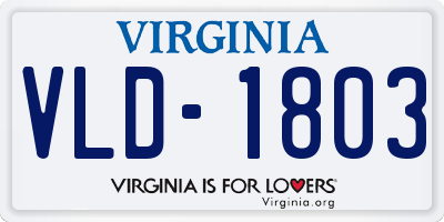 VA license plate VLD1803