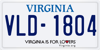 VA license plate VLD1804