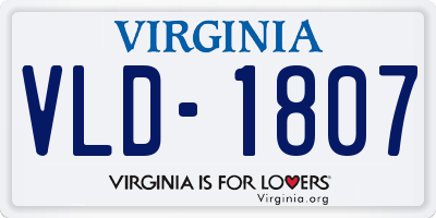 VA license plate VLD1807